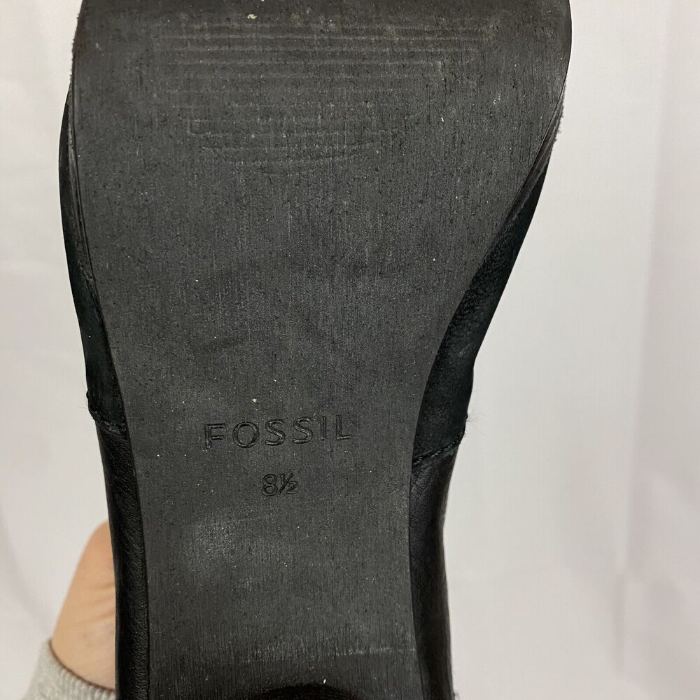 Fossil Bobbi Peep Toe Ankle Boots Booties Women’s Size 8.5 Black Leather - Picture 9 of 13